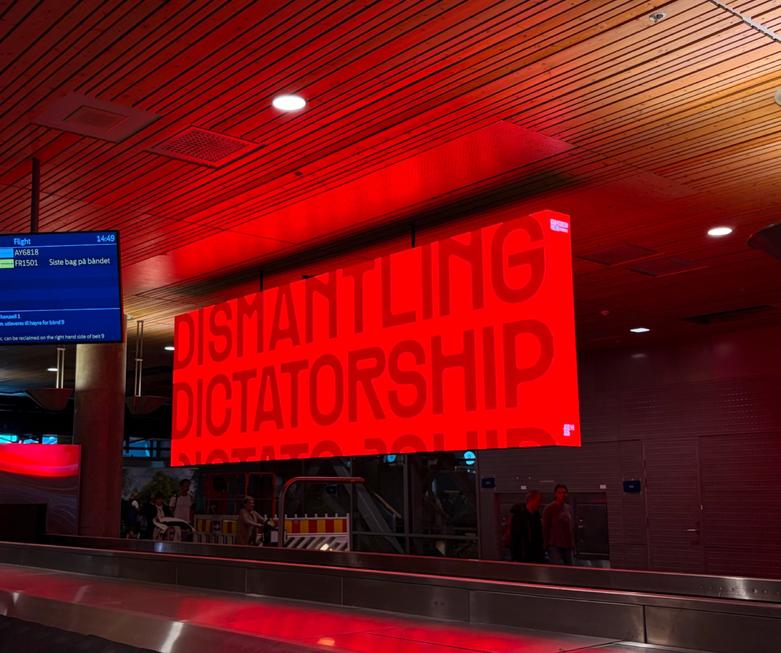 Oslo Airport arrivals placement for the Oslo Freedom Forum campaign