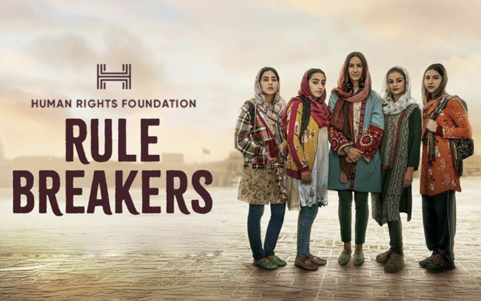 Rule Breakers film key art with the Afghan girls robotics team
